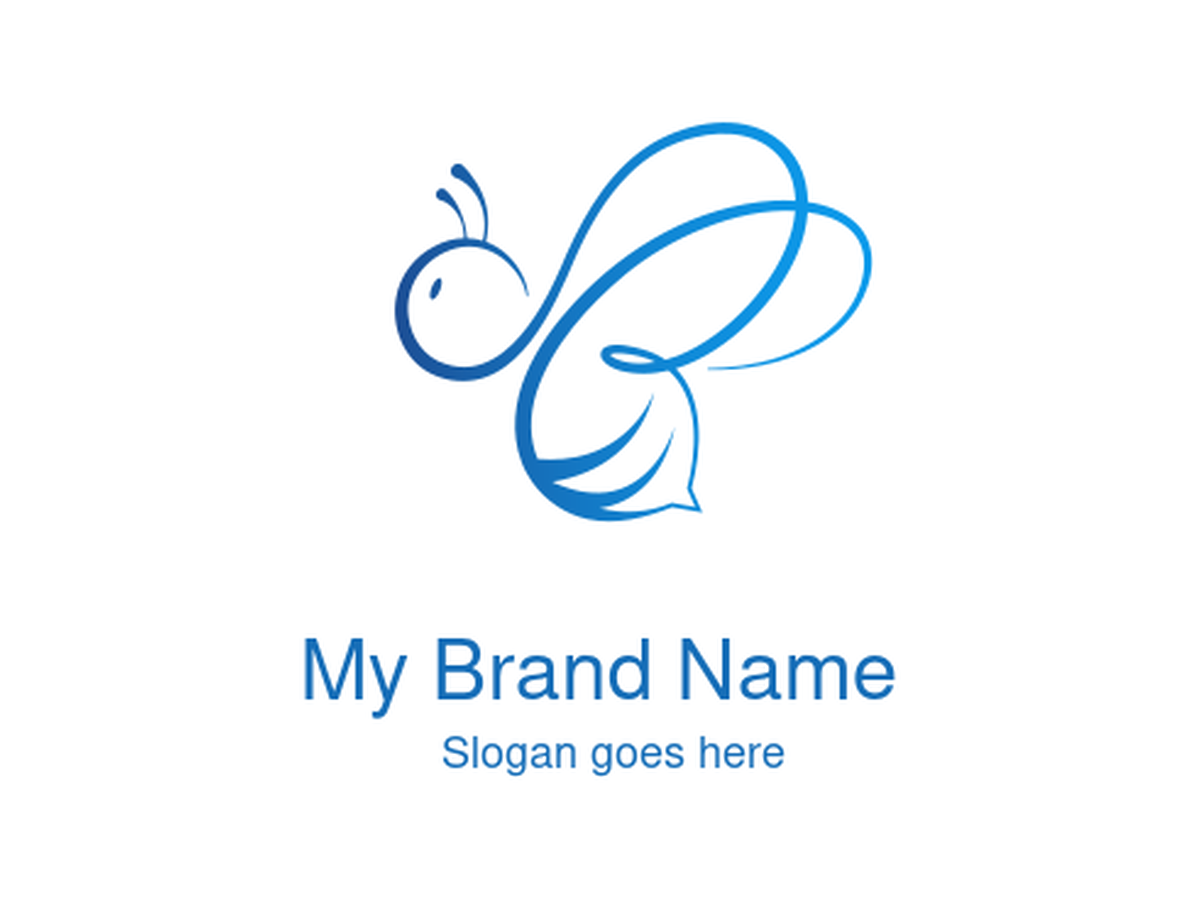 Elegant Blue Abstract Bee Logo - Ideal for Tech, Communication, Data, and Eco-friendly Brands Seeking a Symbol of Efficiency, Community, and Sweet Innovation